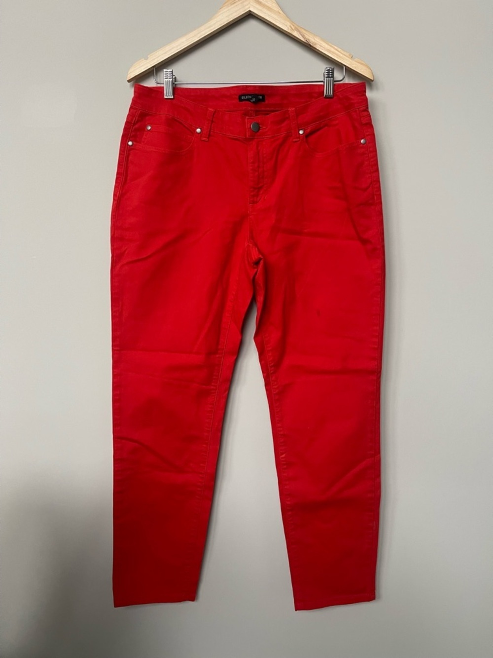 Eileen Fisher | Organic Cotton Slim Ankle Leg Red Orange Pants Size 12